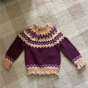 Janie and Jack Purple and Tan Patterned Turtleneck Sweaterñ